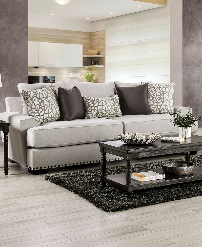 Furniture of America 101" Sedrev Linen Track Arm Sofa