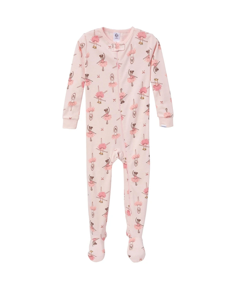 Gerber Baby Girls' Snug Fit Footed Pajamas, 2-Pack, Ballerinas