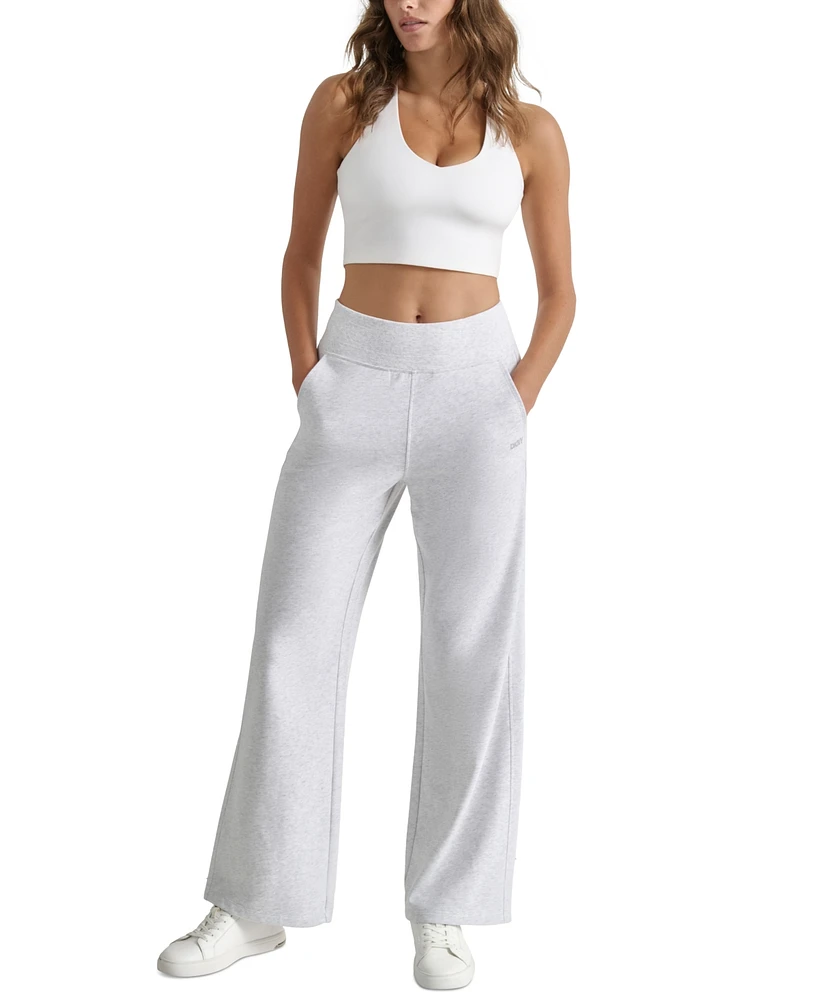 Dkny Sport Women's Studded-Logo Wide-Leg Pants