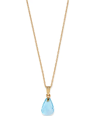 Blue Topaz Briolette 18" Pendant Necklace (4 ct. t.w.) 14k Gold (Also Peridot & Citrine)