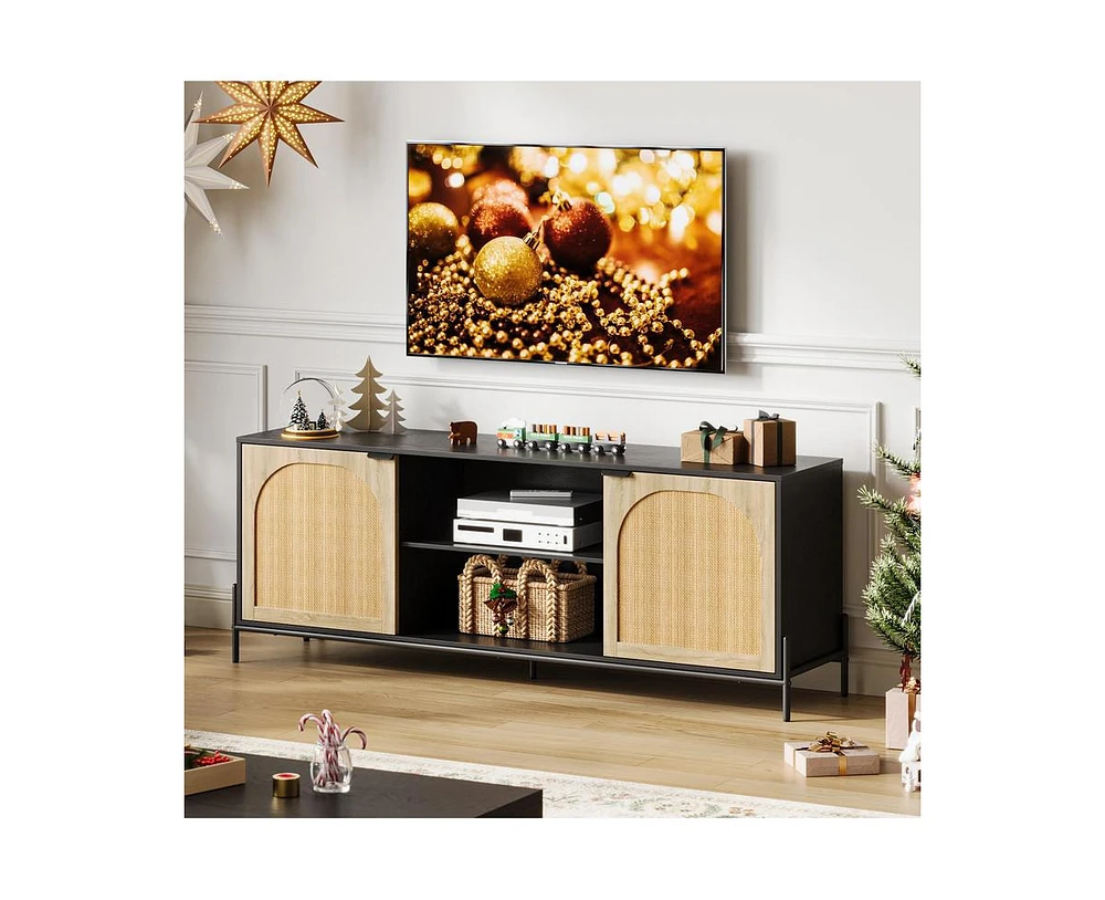 gaomon Tv Stand for 75 inch Tv, Entertainment Center with Storage, 65 Inch Tv Console Table with Metal Legs