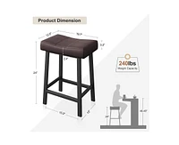 Counter Height Bar Stools Set of 2, 24 Inch Barstools for Kitchen Island Counter, Upholstered Padded Barstools with Curved Surface