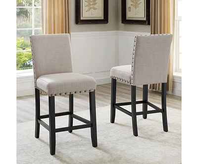 Set of 2 Counter Height Stools with Nailhead Trim-The Pop Home