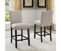 Set of 2 Counter Height Stools with Nailhead Trim-The Pop Home