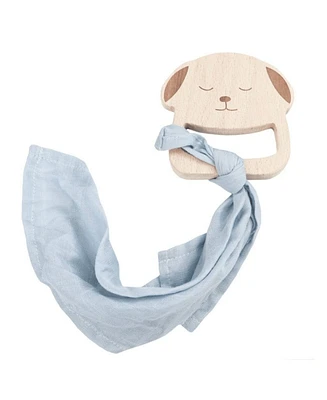 GooseWaddle Puppy Wooden Teether & Blue Blankie