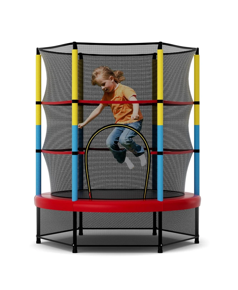 55 Inch Mini Trampoline for Kids with Safety Enclosure Net for Indoor Outdoor
