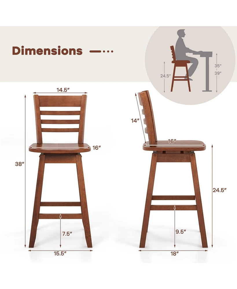 Gouun Counter Height Barstools Set of 2 with Footrest for Kitchen Island Bar
