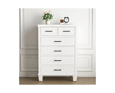 6 Drawer Dresser for Bedroom, Modern Chest of Drawers, 31.5 Inch Wide Storage Cabinet with Sturdy Legs, Tall Dresser Storage Tower for Closet Bedroom