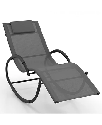 Gouun Outdoor Rocking Lounge Chair with Removable Headrest