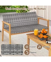 Gouun 4-Piece Patio Furniture Set with Loveseat Single Chairs and Table