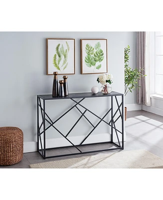 Kings Brand Furniture Macon Modern Console Sofa Table, Black Metal Frame & Gray Wood - Perfect for Entryways and Living Rooms