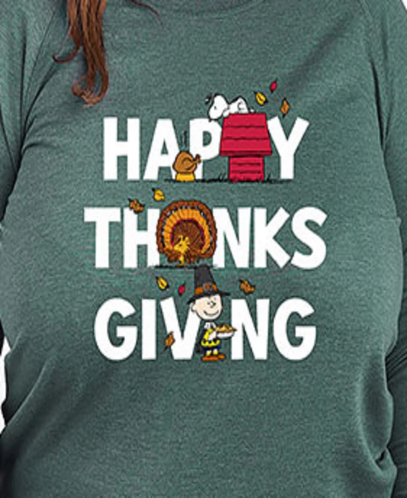 Hybrid Apparel Plus Peanuts Happy Thanksgiving Graphic Pullover Top