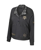 Colosseum Women's Heather Charcoal Texas A M Aggies Oht Military Appreciation Payback Henley Thermal Sweatshirt