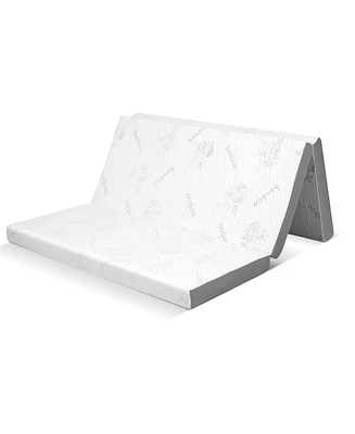Gouun 4 Inch Tri-fold Cool Gel Memory Foam Mattress-Queen Size