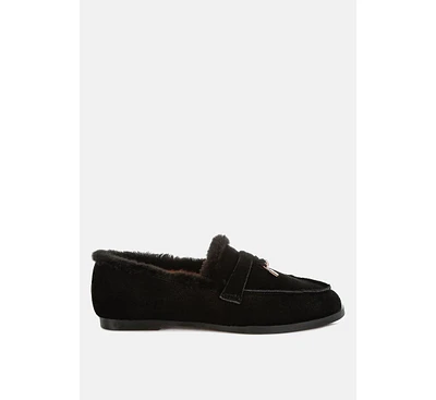 Ohrid Suede & Faux Fur Flat Loafers
