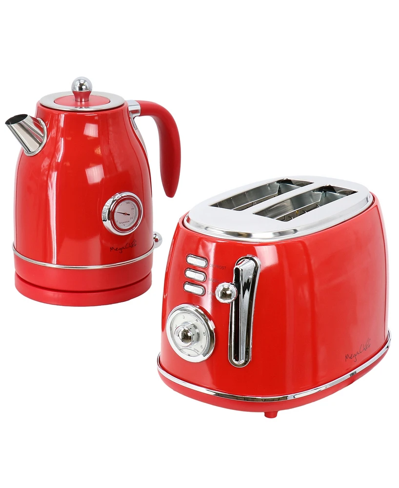 MegaChef 1.7 Quart Electric Kettle and 2 Slice Toaster Combo