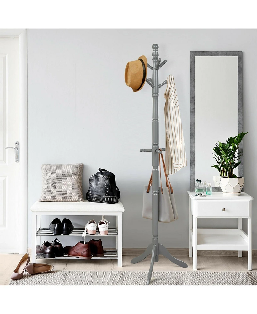 Gouun Entryway Height Adjustable Coat Stand with 9 Hooks