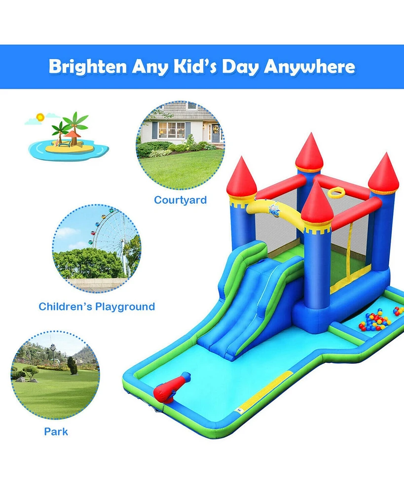 Gymax Inflatable Bouncer Climbing Slide Bounce House Water Park BallPit Without Blower