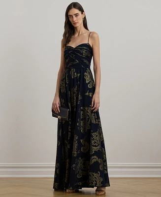 Lauren Ralph Lauren Women's Paisley Foiled Chiffon Sleeveless Gown