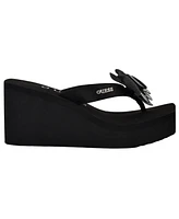 Guess Women's Damani Rhinestone Flower Eva Platform Wedge Sandals