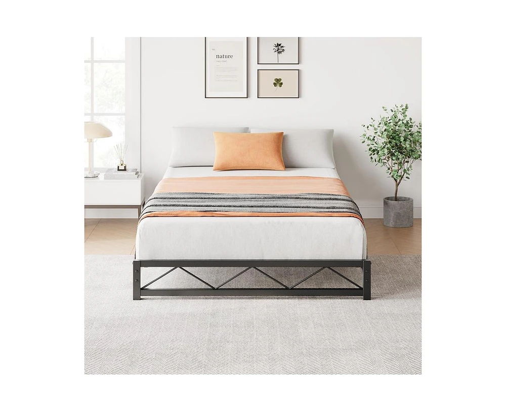 gaomon 6 Inches King Size Metal Platform Bed Frame,Low Bed Frame with Steel Slat Support, Mattress Foundation, No Box Spring Needed, Easy Assembly