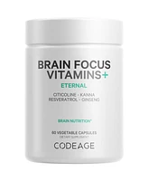 Codeage Brain Focus Vitamins+ Nootropic Supplement with Citicoline as Cognizin, Panax Ginseng, Resveratrol, Gotu Kola, Vitamin B12 Methylcobalamin