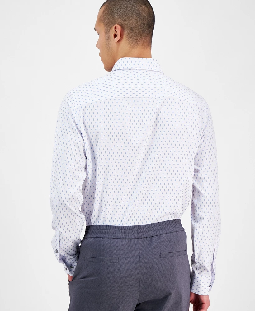 Alfani Men's Slim Fit Long Sleeve Button-Front Dash Diamond Print Shirt, Exclusively at Macy's