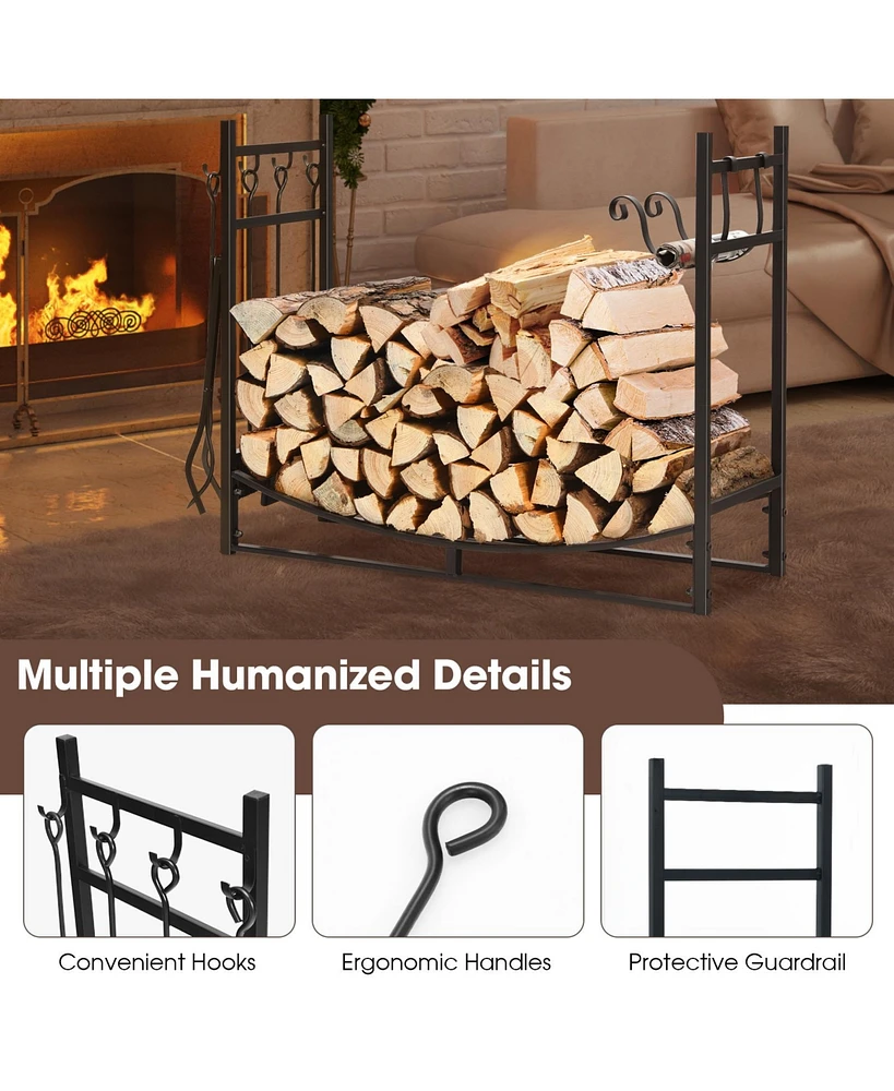 Gouun 36 Inch Fireplace Log Holder with Kindling Holders and Shovel