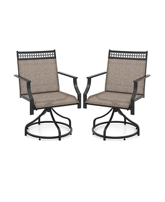 Gouun Patio Swivel Dining Chairs Set of 2 with Heavy-duty Metal Frame and Armrests
