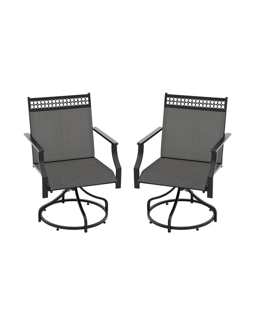 Gouun Patio Swivel Dining Chairs Set of 2 with Heavy-duty Metal Frame and Armrests