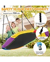60" Saucer Swing with Led Lights 700 Lbs Platform Tree Swing with Adjustable Ropes