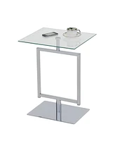 Kings Brand Furniture Side End Table with Metal Base and Tempered Glass Top