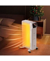 1500W Oil Filled Radiator Heater with Remote Control 3 Modes 24H Timer Indoor