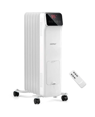 1500W Oil Filled Radiator Heater with Remote Control 3 Modes 24H Timer Indoor