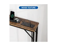 Slim Console Table with Built-In Outlets, Narrow Console Table for Small Spaces