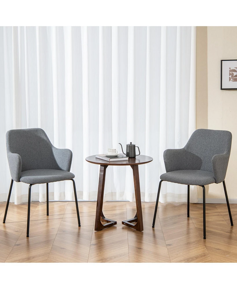 Gouun Dining Chairs Set of 2 with Curved Backrest Wide Seat and Armrests