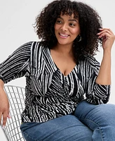 I.n.c. International Concepts Plus Size Ruched Front Knit Top, Exclusively at Macy's