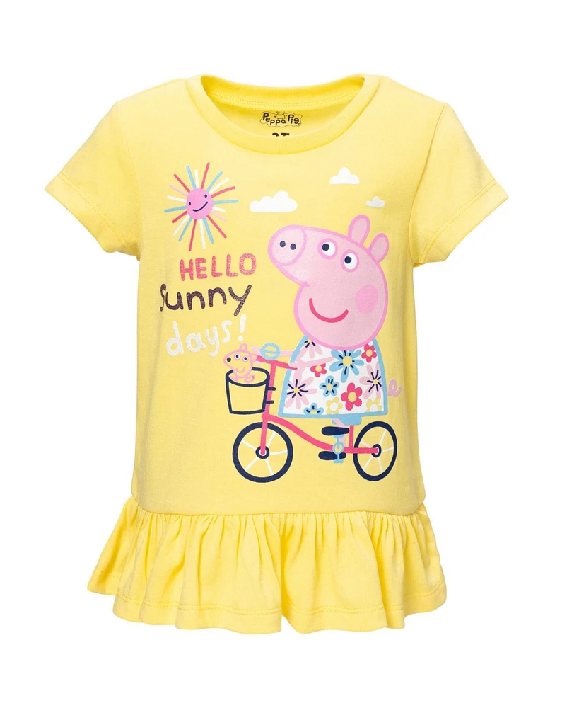 Peppa Pig Little Girls Peplum T-Shirt and Shorts Outfit Set