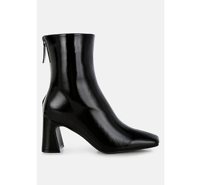 Kostaka Patent Square Toe Ankle Boots
