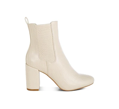 Babbel Faux Leather Block Heel Ankle Boots