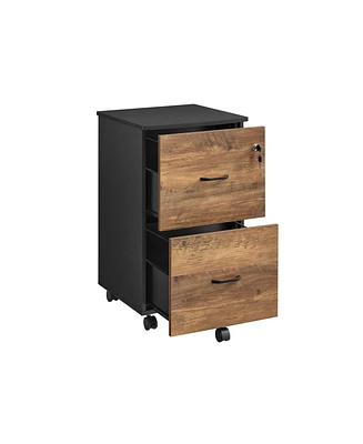2-Drawer Locking File Cabinet with Wheels for Home Office Document Storage