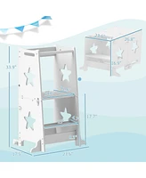 Qaba 2 in 1 Toddler Tower, Toddler Step Stool with Safety Rail
