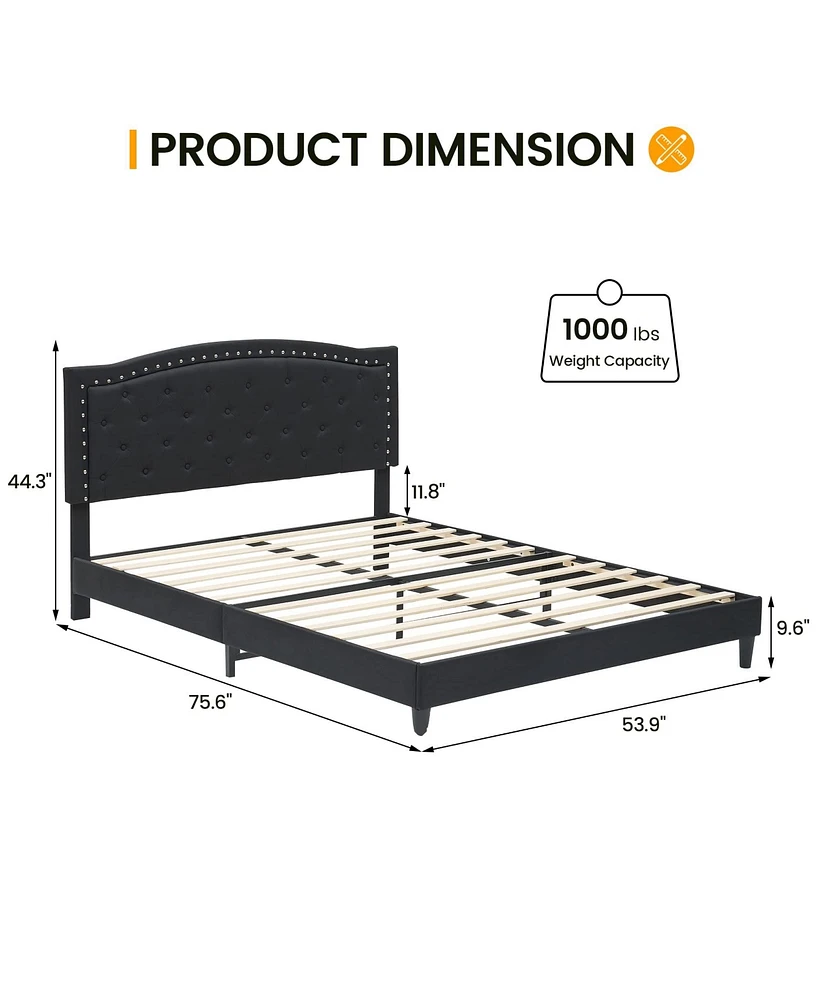 gaomon Full Bed Frame with Adjustable Headboard