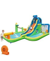 Inflatable Water Slide Giant Water Park for Kids Backyard Fun with 735W Blower