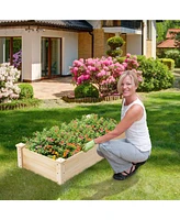 Raised Garden Bed Fir Wood Wooden Square Wood Planter Box for Flower Outdoor