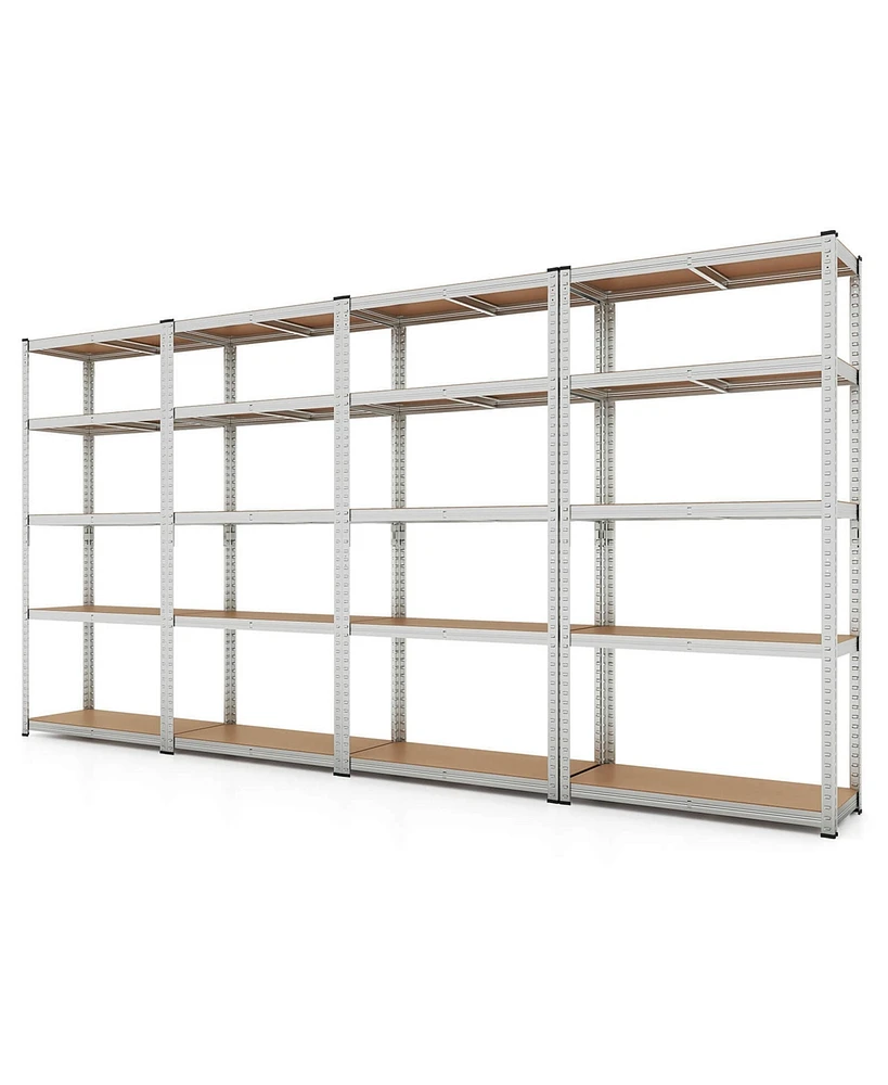 4 Pcs 5 Tier Adjustable Garage Shelving Unit with 2200 lbs Max Load for Warehouse