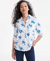 Style & Co Women's Printed Button-Front Perfect Shirt, Exclusively at Macy's
