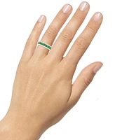Emerald (1 ct. t.w.) & Diamond (1/3 Channel Set Band 14k Gold (Also available Ruby Sapphire)