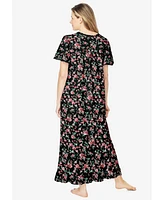 Dreams & Co. Plus Long Floral Print Cotton Gown
