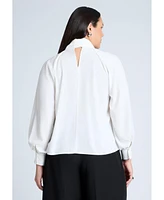 Eloquii Women's Dramatic Neck-Tie Blouse